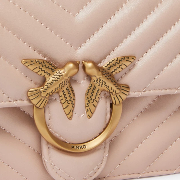 Torebka crossbody damska ze skóry naturalnej Pinko Love One Mini Dc 100074A0GK-O81Q Różowa (8055209888456) - obraz 4