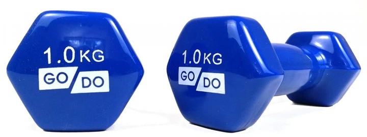 Гантель для фитнеса с виниловым покрытием 2шт GoDo GD-1.0BL - изображение 2