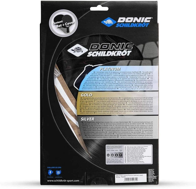 Ракетка для настольного тенниса Donic-Schildkrot Legends Gold Line 754431 (Оригинал) - Фото 5 Ракетка для настольного тенниса Donic-Schildkrot Legends Gold Line 754431 (Оригинал) - изображение 5