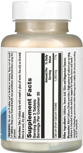 Цитрат кальція KAL Calcium Citrate 1000mg - 90 tabs - зображення 2