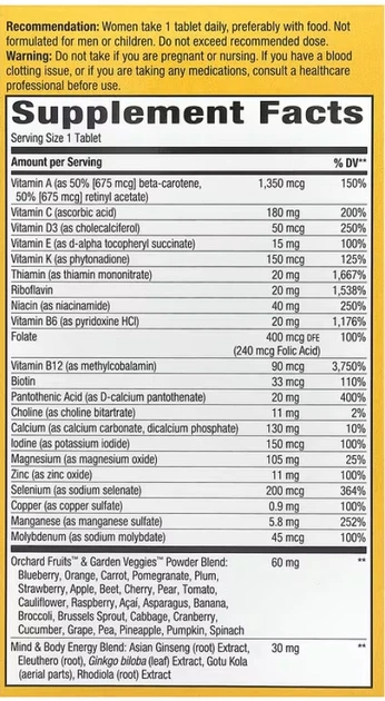 Витамины для женщин Nature's Way Once Daily Women 50+ Ultra 60 tabs - изображение 3