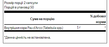 Кора муравьиного дерева ( По Дарко) Swanson Pau d'Arco 500 mg 100caps - изображение 3