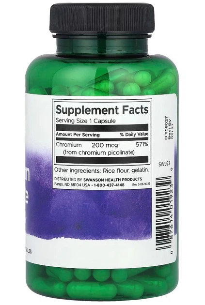 Хром пиколинат Swanson Chromium Picolinate 200 mcg 200 сaps - Фото 2 Хром пиколинат Swanson Chromium Picolinate 200 mcg 200 сaps - изображение 2