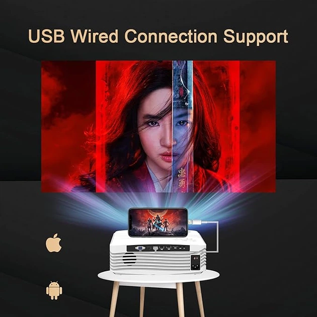 Мультимедійний проектор DR. Q AK-50 Full HD LED 9500 Лм WiFi з динаміками Б/В b16 - зображення 5