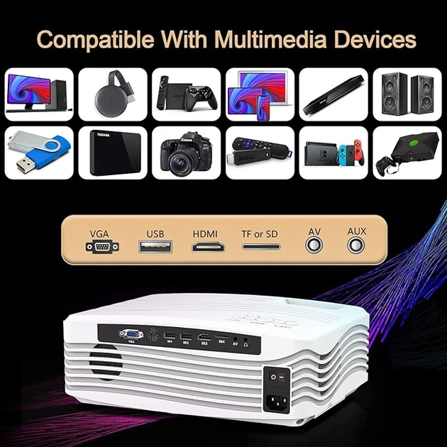 Мультимедійний проектор DR. Q AK-50 Full HD LED 9500 Лм WiFi з динаміками Б/В b16 - зображення 7
