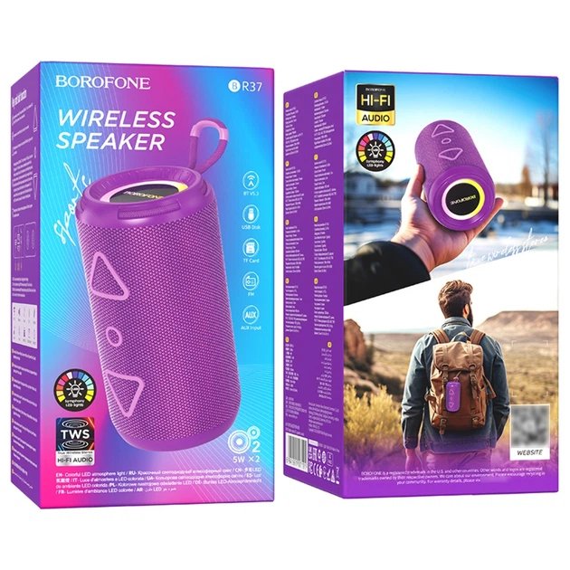 Портативная Bluetooth колонка Borofone BR37 purple - изображение 4