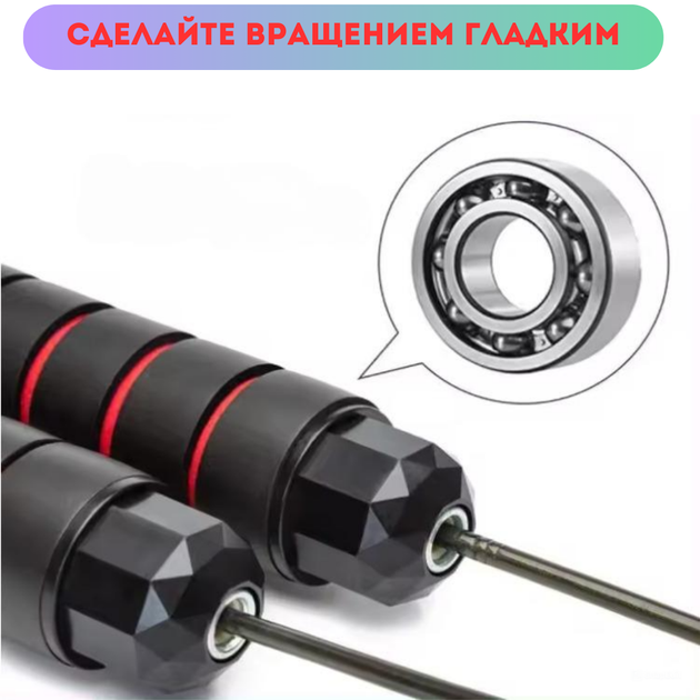 Скакалка с неопреновыми ручками, 2,7 м, цвет черно-зеленая - изображение 2