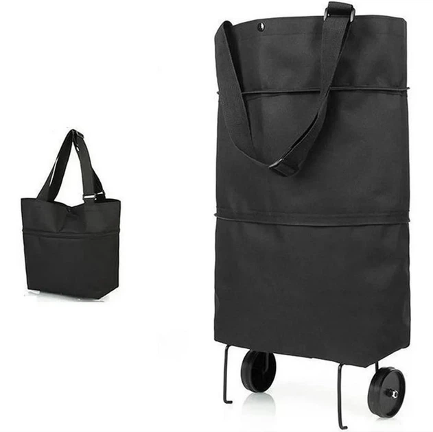 Сумка на колесах складна Portable, 45х40х12 см, Чорний - зображення 10