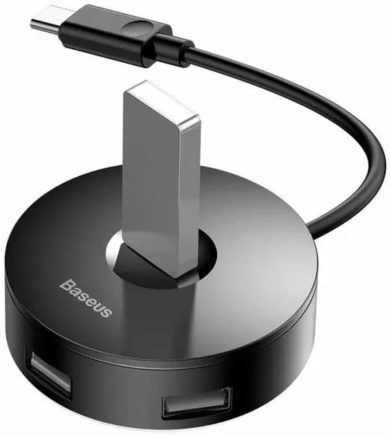 USB-хаб адаптер Baseus Round Box 5-in-1 0.12 м USB 2.0 USB 3.0 MicroUSB Black (CAHUB-G01) - изображение 2