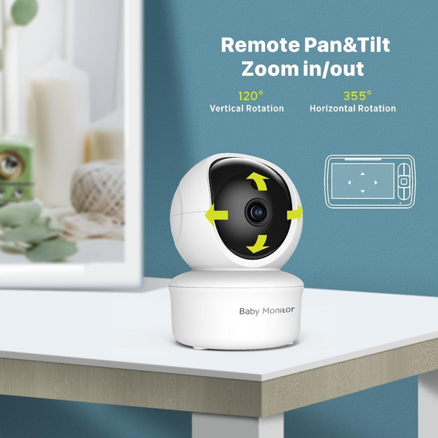 Видеоняня Baby Monitor SM-650 с 5-дюймовым ЖК-монитором, датчиком звука, ночное виденье, беспроводная, поворотная радионяня с портативным дисплеем и измерением температуры - изображение 13