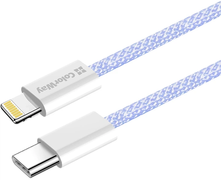 Кабель ColorWay Type-C - Apple Lightning braided cotton PD Fast Charging 27W 1 м Purple (CW-CBPDCL061-PU) - зображення 3