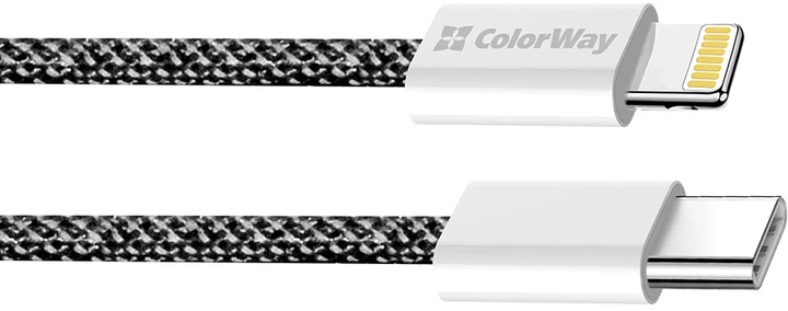 Кабель ColorWay Type-C - Apple Lightning braided cotton PD Fast Charging 27W 1 м Black (CW-CBPDCL061-BK) - изображение 4