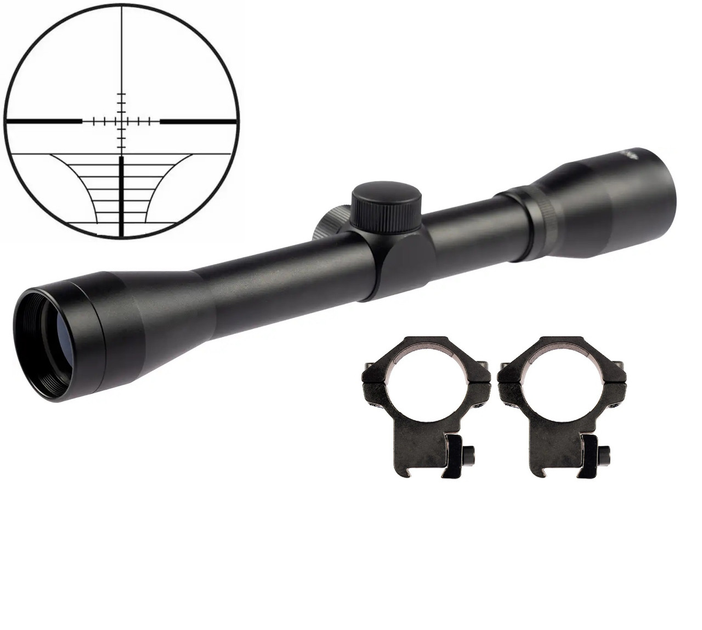 Прицел Beeman Riflescope 4х32 с кольцами на Ласточкин хвост, сетка арбалетная - изображение 1