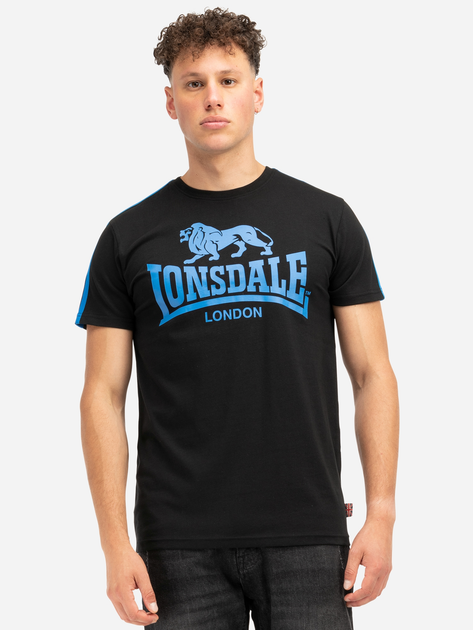 Акція на Футболка бавовняна довга чоловіча Lonsdale 117604-1591 L Black/Blue від Rozetka