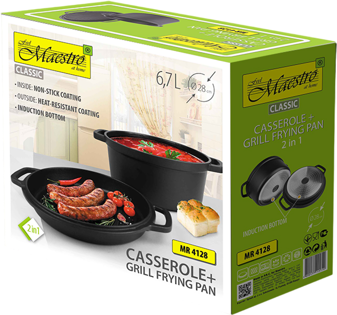 Garnek Maestro z patelnią okrągły 6.7 l (MR-4128) - obraz 6