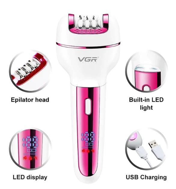 Эпилятор женский VGR V-732 3в1 аккумуляторный с пемзой 600mAh IPX5 Pink (3_05253) - Фото 6 Эпилятор женский VGR V-732 3в1 аккумуляторный с пемзой 600mAh IPX5 Pink (3_05253) - изображение 6