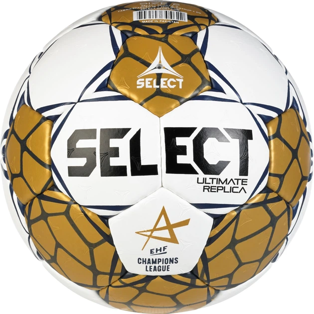 Мяч гандбольный Select Ultimate Replica EHF Champions League v24, №0 White-Gold (5703543356362) - изображение 2