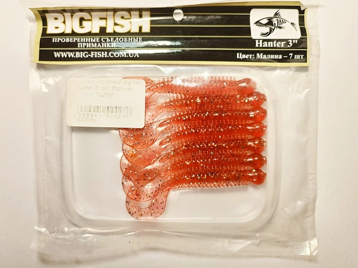 Силікон їстівний Big fish Hunter 3" col. Малина 7шт/уп - Фото 1 Силікон їстівний Big fish Hunter 3" col. Малина 7шт/уп - изображение 1