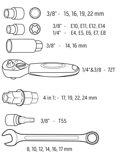 Zestaw narzędzi NEO Tools do motocykla 25 szt. 10-500 (5907558466317) - obraz 13