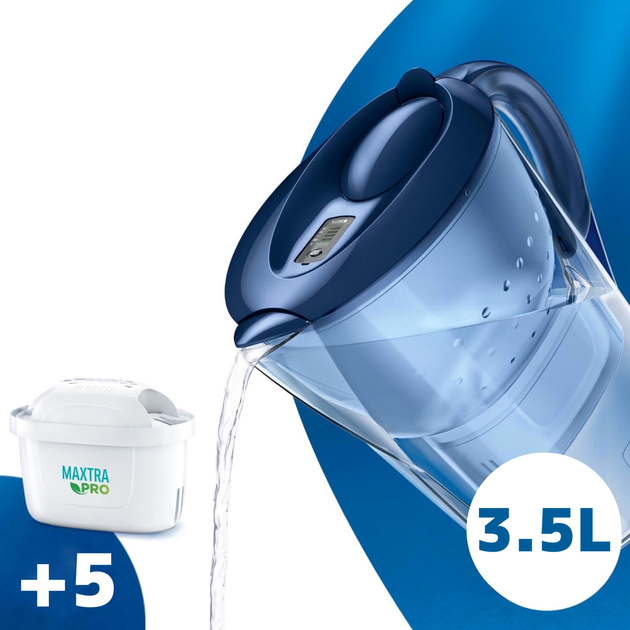 Фільтр для питної води Brita Marella XL 3,5 л Синій + 5 картриджів Maxtra Pro - зображення 1