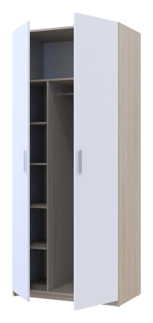 Шкаф распашной для одежды Doros Кен 90х52х210 см Белый/Дуб родос (DRS-011189) - изображение 2