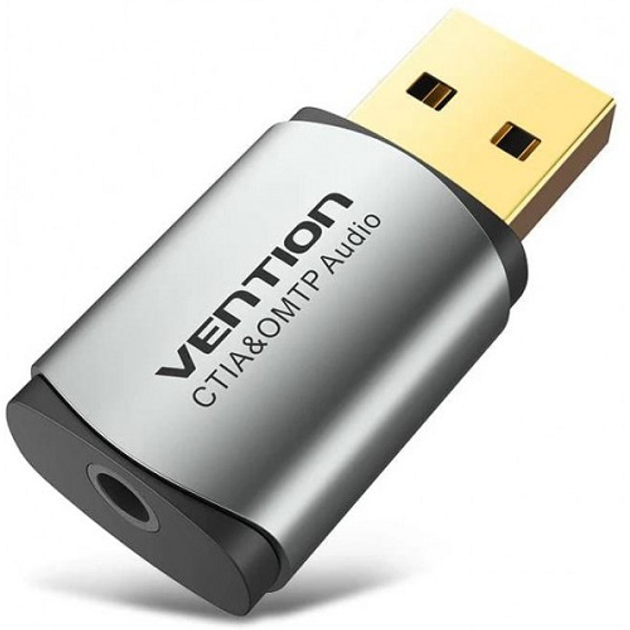 Звуковая плата USB Vention CDLH0 Audio USB – 1х3.5мм jack 4pin Metal OMTP-CTIA - изображение 1