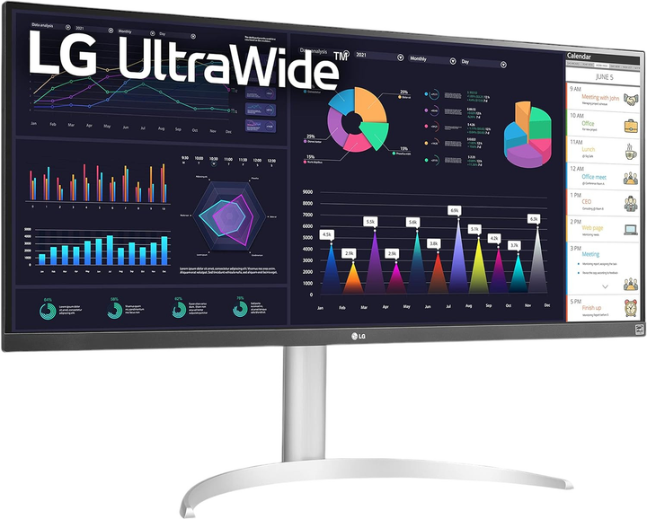 Monitor 34" UltraWide LG 34WQ650-W IPS HDR 400 2560 x 1080 White (34WQ650-W) - obraz 2