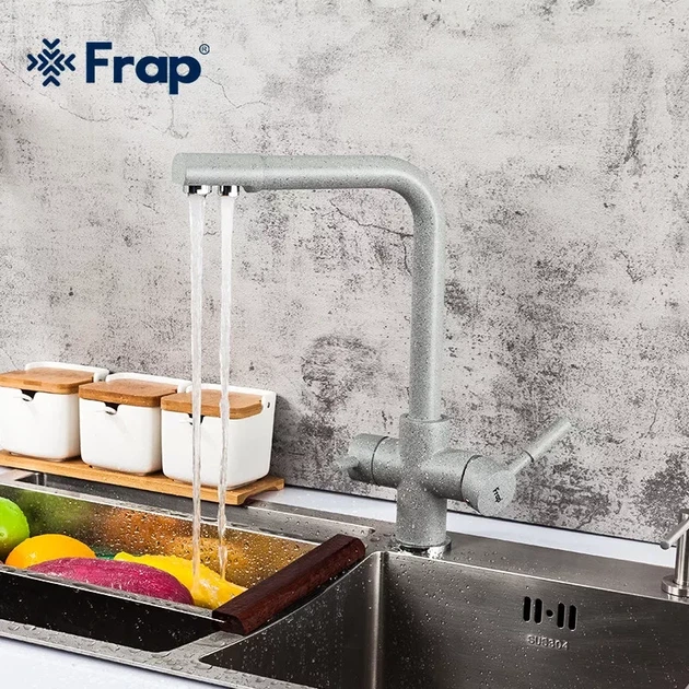 Змішувач для кухні під фільтр Frap F4352-22 на дві води, сірий - зображення 4