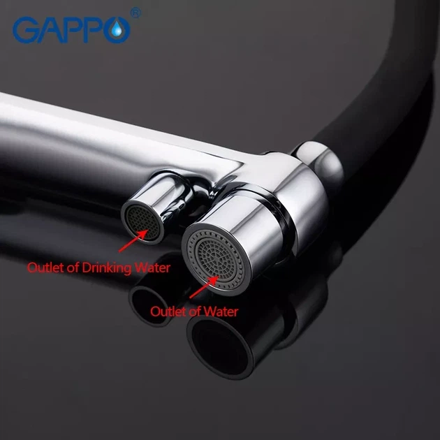 Змішувач для кухні з підключенням до фільтру GAPPO G4398-7 та гнучким виливом, чорний/хром - Фото 5 Змішувач для кухні з підключенням до фільтру GAPPO G4398-7 та гнучким виливом, чорний/хром - зображення 5