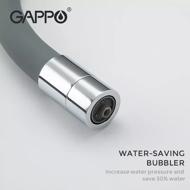 Смеситель для кухни на две воды GAPPO G4398-30 с гибким изливом, серый/хром - изображение 7