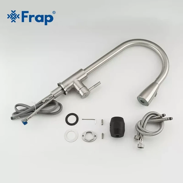 Змішувач для кухні з висувним виливом Frap F60899-1, сатин - Фото 6 Змішувач для кухні з висувним виливом Frap F60899-1, сатин - изображение 6