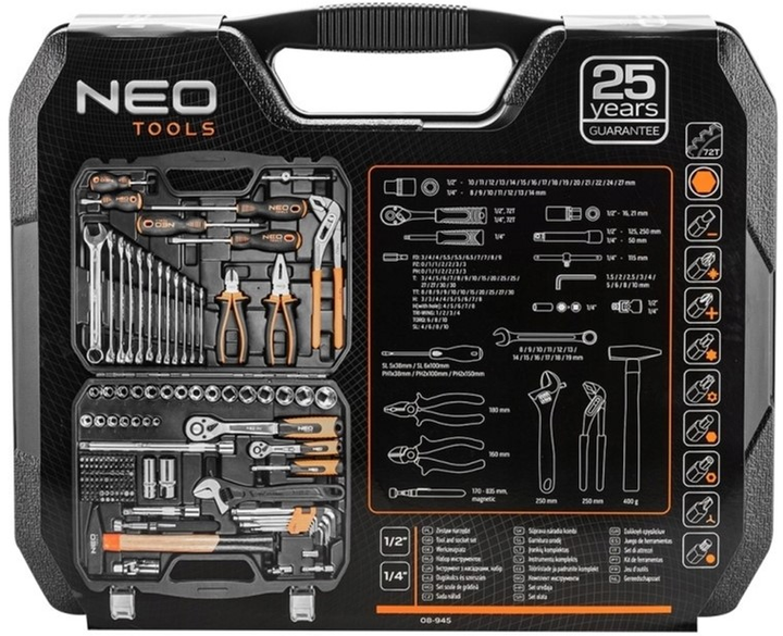 Zestaw narzędzi Neo Tools 08-945 CrV i S2 143 szt (5907558452969) - obraz 3