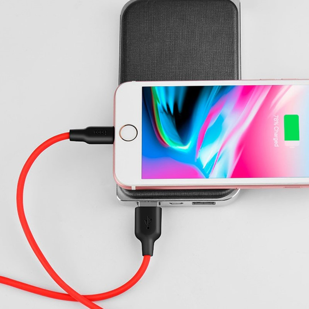 Кабель Hoco X21 Plus USB Lightning 2.4 A 3m Black-Red (013j) - зображення 2
