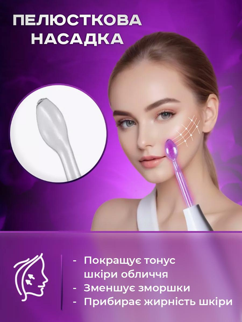 Дарсонваль набор з 4 насадками косметологический аппарат для уходом за кожей и волосами (6928470962106) - изображение 7