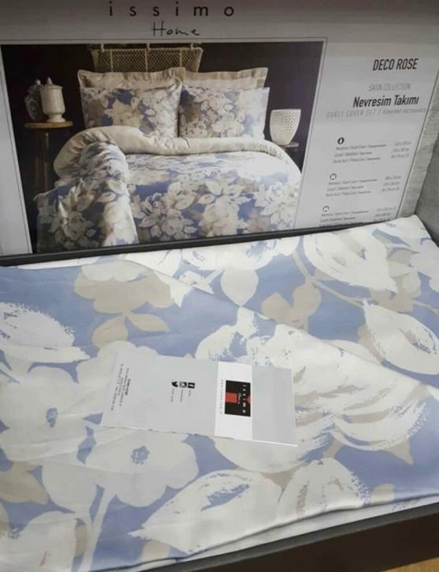 Двуспальный Евро комплект Issimo Home Deco Rose Сатин Премиум 200х220 см наволочки 4 x 50х70 см - Фото 2 Двуспальный Евро комплект Issimo Home Deco Rose Сатин Премиум 200х220 см наволочки 4 x 50х70 см - изображение 2