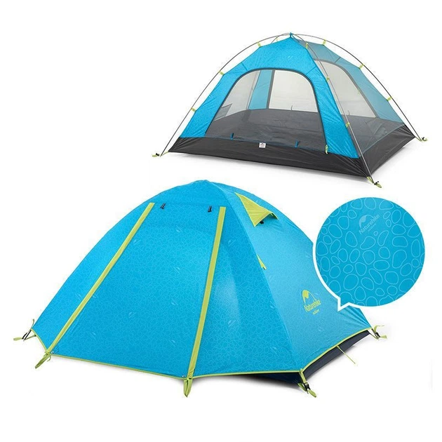 Трехместная надувная палатка Naturehike P-Series NH18Z033-P 210T/65D, голубой - изображение 3