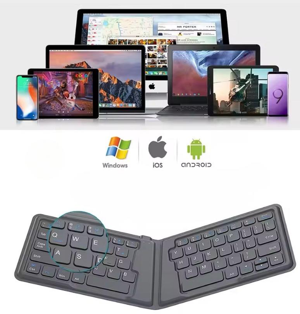 Безпровідна Bluetooth міні клавіатура MOFii для планшета, IPAD, ноутбука, телефону, складна портативна, Black - зображення 4