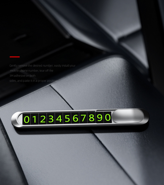 Паркувальна карта - автовізитка з номером телефону Cheges Parking Number Plate Metal Срібна - зображення 7