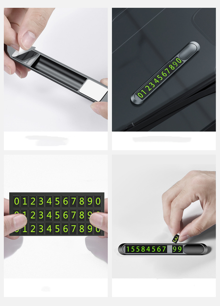Парковочная карта – автовизитка с номером телефона Cheges Parking Number Plate Metal Черная - изображение 9