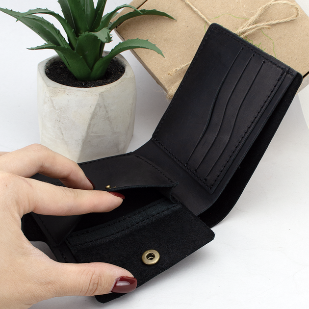 Чоловічий подарунковий набір Handycover №40 чорний (ремінь та портмоне) - Фото 5 Чоловічий подарунковий набір Handycover №40 чорний (ремінь та портмоне) - зображення 5