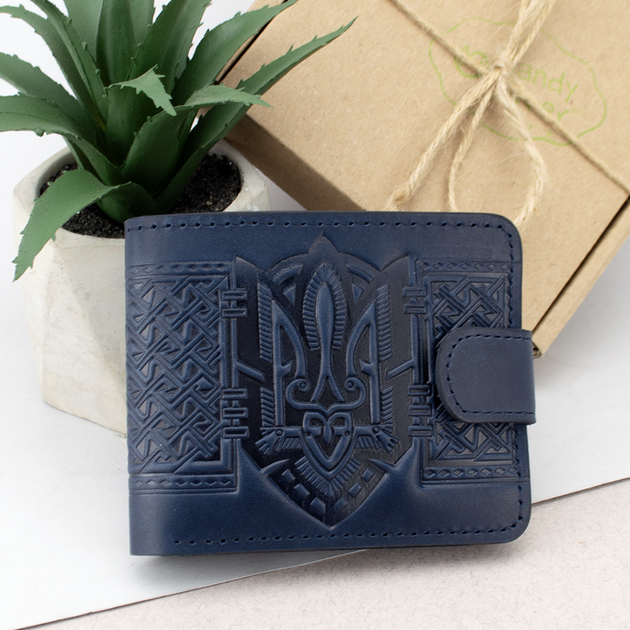 Портмоне мужское кожаное Handycover HC0041 синее с гербом Украины - изображение 10