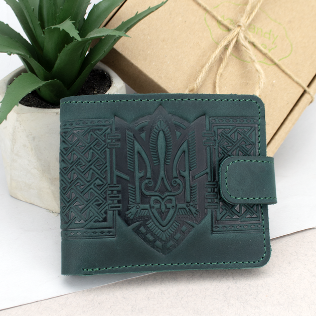 Портмоне чоловіче шкіряне Handycover HC0041 зелене з гербом України - Фото 10 Портмоне чоловіче шкіряне Handycover HC0041 зелене з гербом України - зображення 10