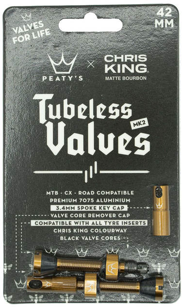 Ниппели Peaty's x Chris King Tubeless Valves 42 мм Bourbon (PTV2-42-BRB-12) 