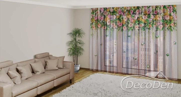 3D - Фото Тюль PHOTODECOR "Ламбрекены из цветов и ромашек" - Фото 2 3D - Фото Тюль PHOTODECOR "Ламбрекены из цветов и ромашек" - изображение 2