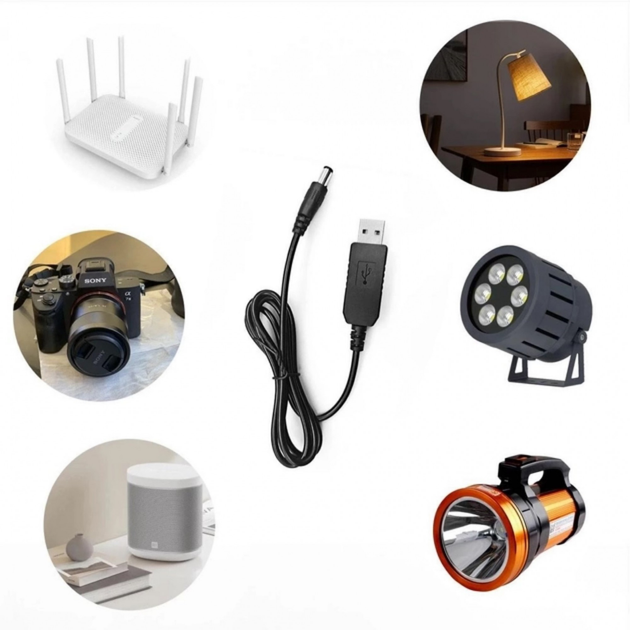 Кабель для роутера от повербанка с преобразователем на 9V, DC 2.1x5.5mm ...