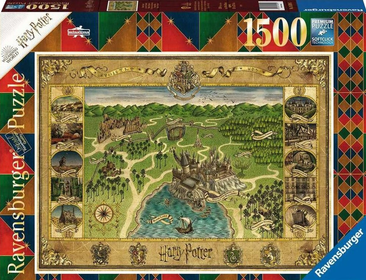 Puzzle Ravensburger Mapa Hogwartu 80 x 60 cm 1500 elementów (4005555007203) - obraz 1