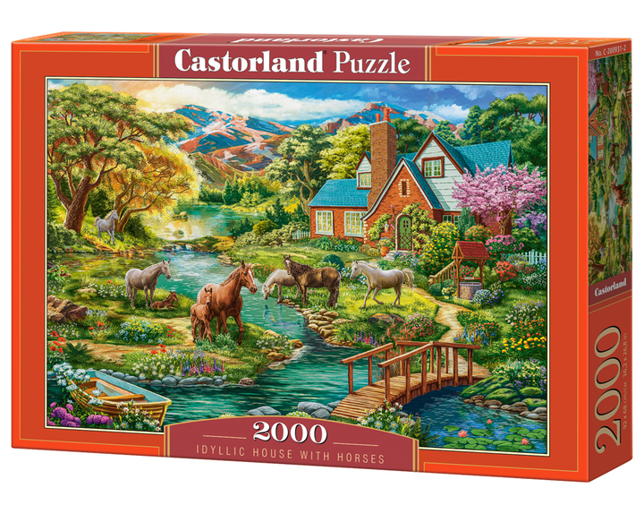 Puzzle Castorland Idyllic House With Horses 92 x 68 cm 2000 elementów (5904438200931) - obraz 1