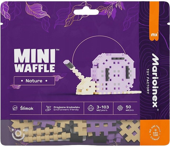 Klocki Marioinex Mini Waffle Nature ślimak 50 elementów (5903033906101) - obraz 1