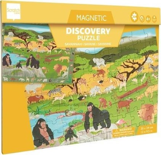 Puzzle magnetyczne Scratch 2 w 1 Sawanna 31 x 53 cm 80 elementów (5414561812357) - obraz 1