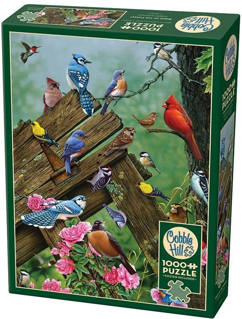 Puzzle Cobble Hill Ptaki leśne 68 x 49 cm 1000 elementów (0625012401678) - obraz 1